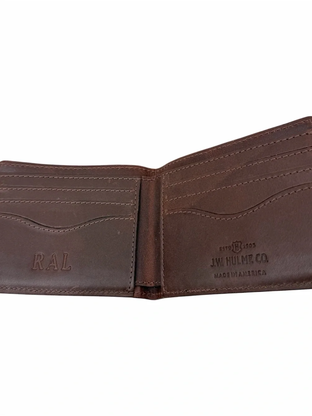 J. W. Hulme Co. Brown Leather Card Holder Bifold Wallet Business Card Money